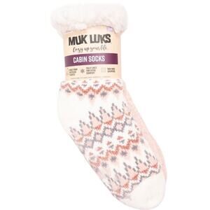 Muk Luks Fuzzy Chenille Plush Cabin Socks, 2 Pack, Size S / M, New with Tag